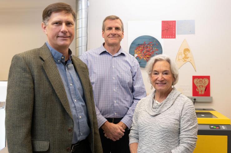 <p>(Left-to-right) <strong>Joseph Le Doux</strong>, <strong>Paul Benkeser</strong>, and <strong>Wendy Newstetter,</strong> from the Wallace H. Coulter Department of Biomedical Engineering at Georgia Institute of Technology and Emory University, are awarded the <strong>2019 Bernard M. Gordon Prize</strong> from the National Academy of Engineering. </p>