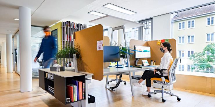 <p>A furnished office environment with furniture designed by Steelcase.</p>
