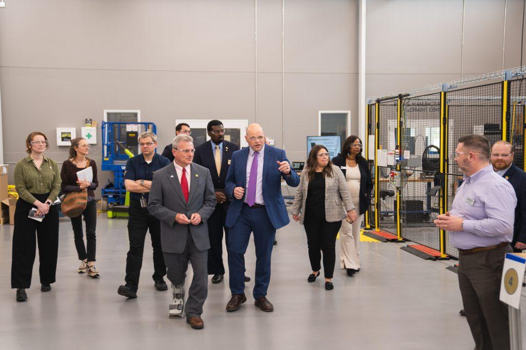 Congressman Carter toured the facility on April 1, seeing live demonstrations and hearing presentations on the Institute's manufacturing research and workforce development projects.