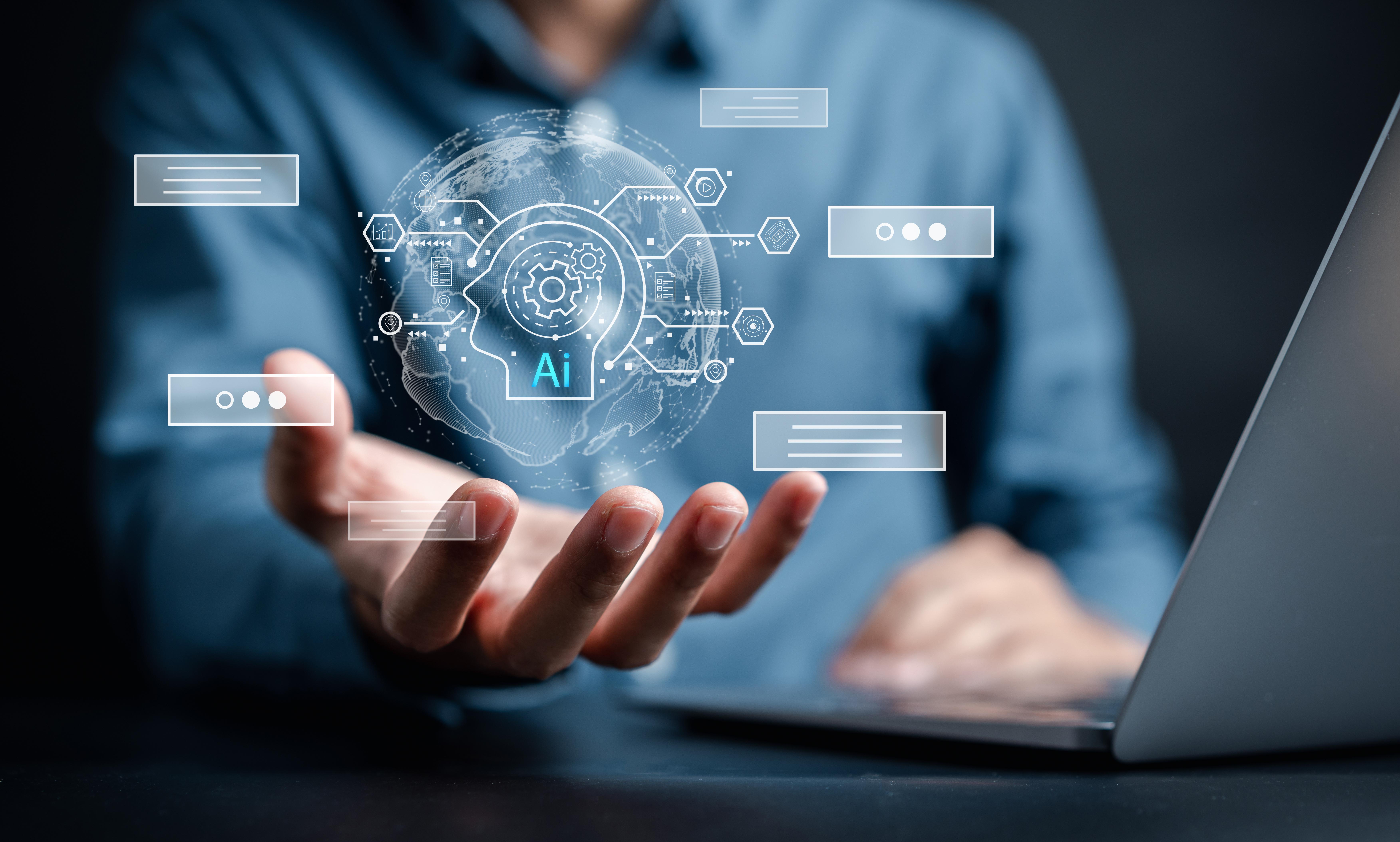 Stock Image of AI and a person holding it 