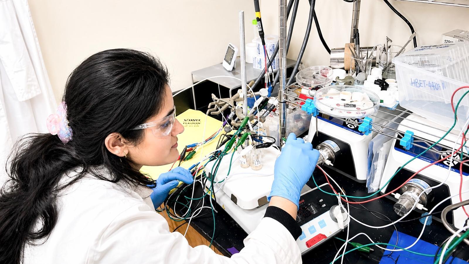 Anuja Tripathi works in the lab