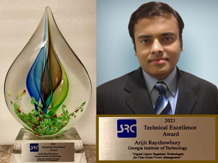 <p>Arijit Raychowdhury with SRC Technical Excellence Award</p>
