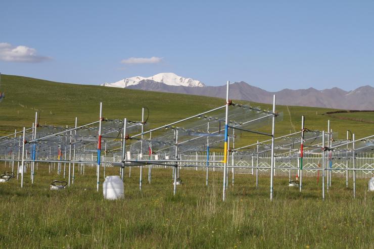 <p>Researchers studied the effects of rising temperatures and varying rainfall on Tibetan Plateau grasslands at this experimental site at the Haibei Alpine Grassland Ecosystem Research Station of the Chinese Academy of Sciences. (Credit: Xian Yang and Qianna Xu)</p>