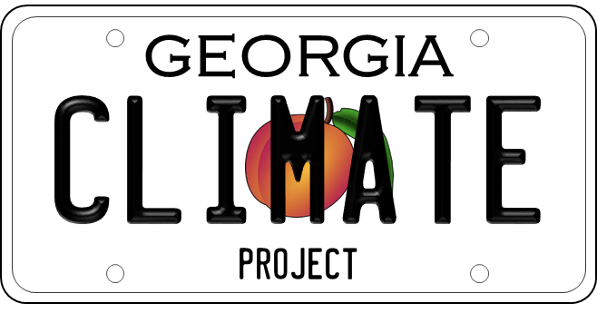 <p>Logo of the Georgia Climate Project resembling a Georgia state license plate.</p>
