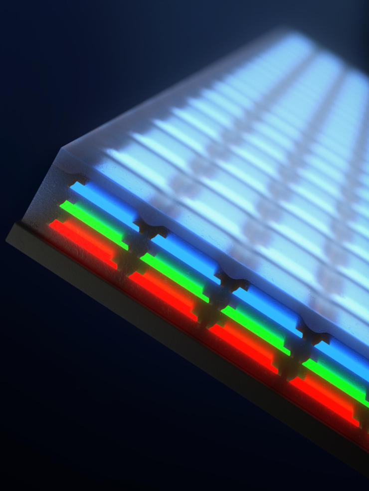 Stacked LEDs with red, green, and blue lights