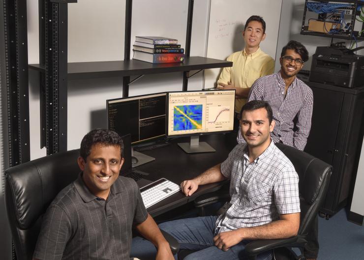 <p>Chethan Pandarinath (front, left) is part of a $1 million NSF grant for decoding massive brain datasets.</p>
