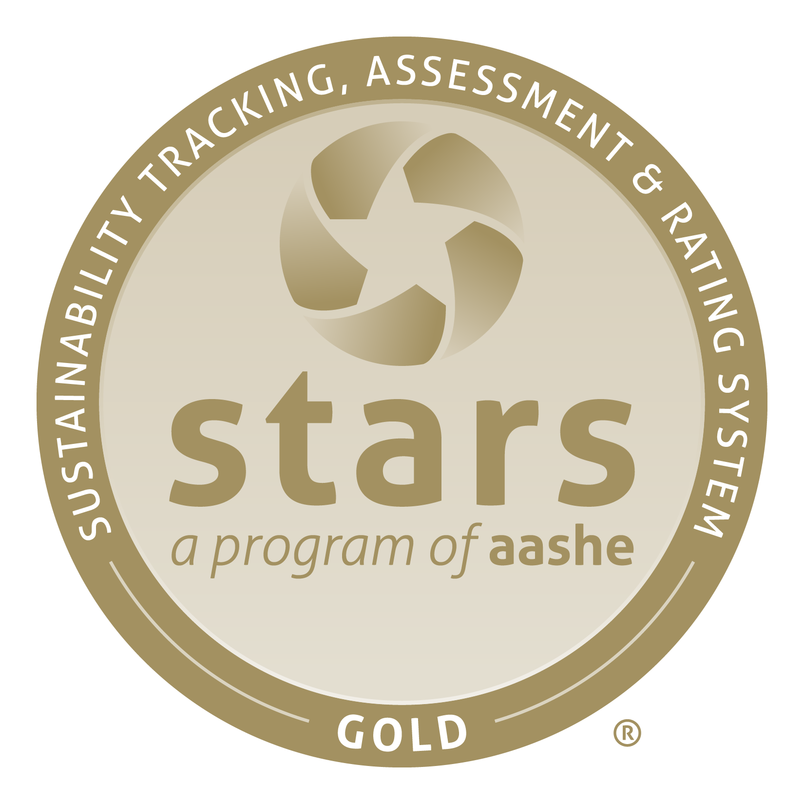 Image of the STARS Gold rating for sustainability from AASHE