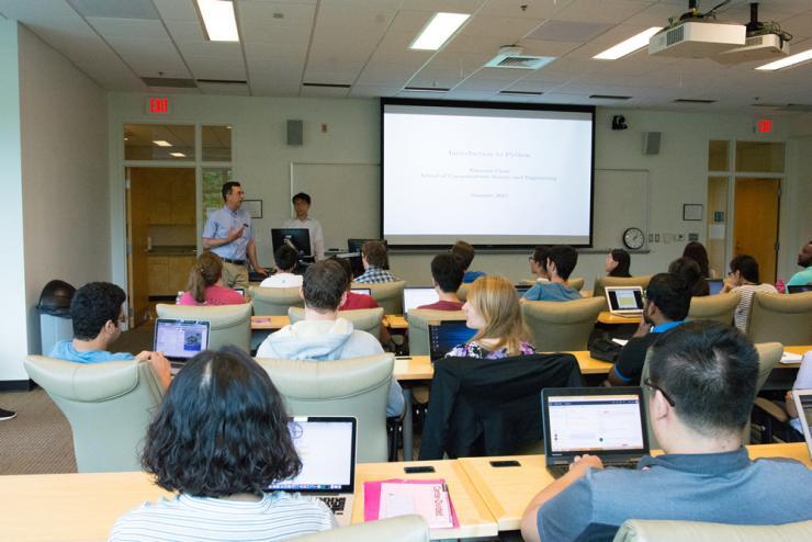 <p>David Sherrill and Edmond Chow instruct participants of the IDEaS Summer Skills Workshop.</p>