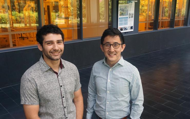 <p>Ali Zamat (left), a grad student in the lab of Gabe Kwong (right), was co-lead author of  recently-published research that demonstrates an enhanced version of CAR T-Cell therapy.</p>