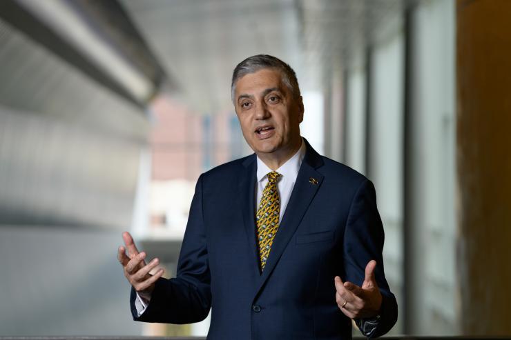 <p>Chaouki Abdallah is Georgia Tech's executive vice president for research. He's shown in the Marcus Nanotechnology Buildling. (Credit: Rob Felt, Georgia Tech)</p>