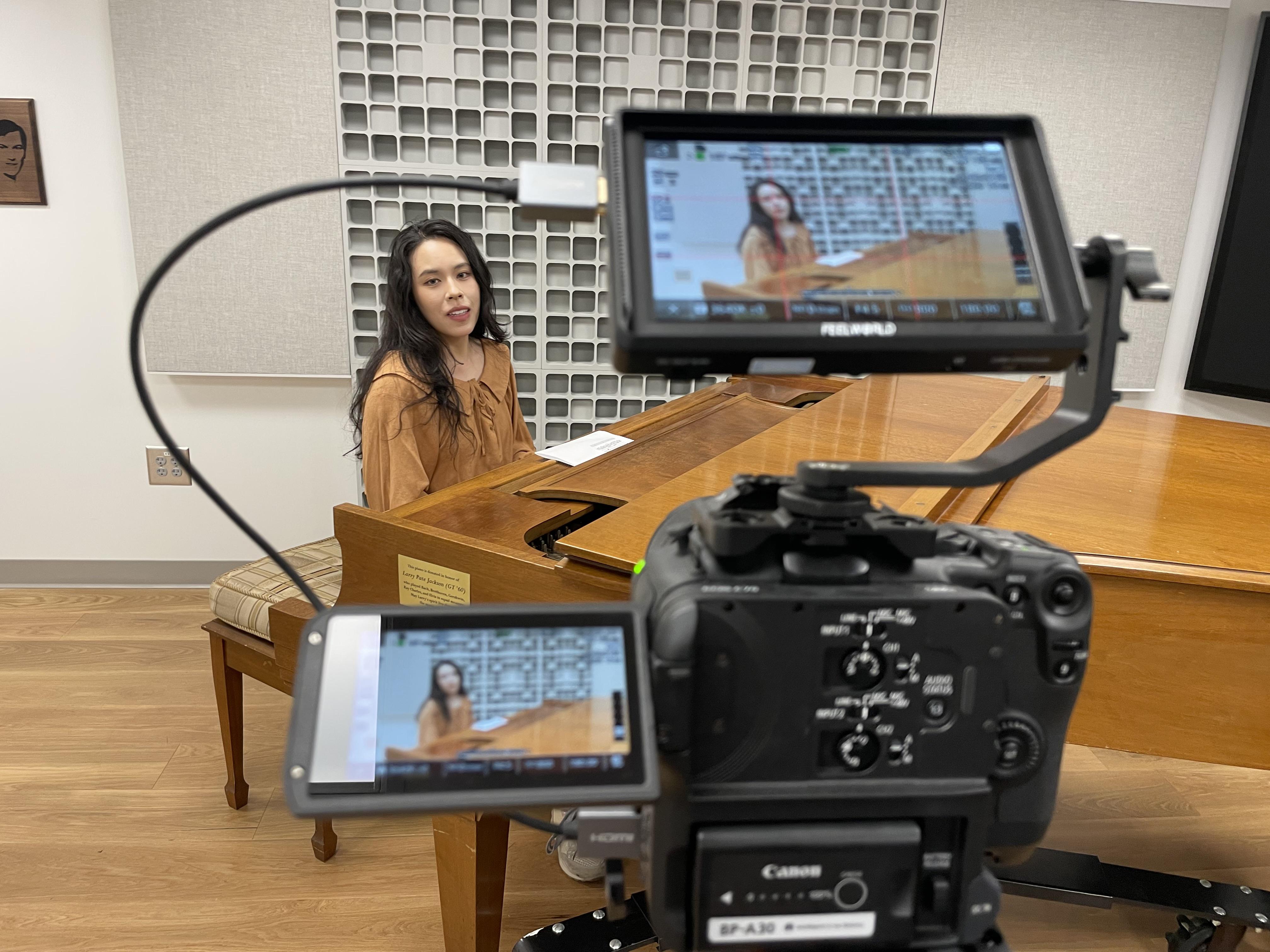 Yiren Ren working in her music lab at Georgia Tech.