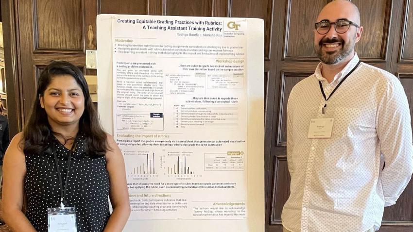 School of Computing Instruction Lecturers Nimisha Roy and Rodrigo Borela Valente with their poster at the recent ACM International Computing Education Research Conference.