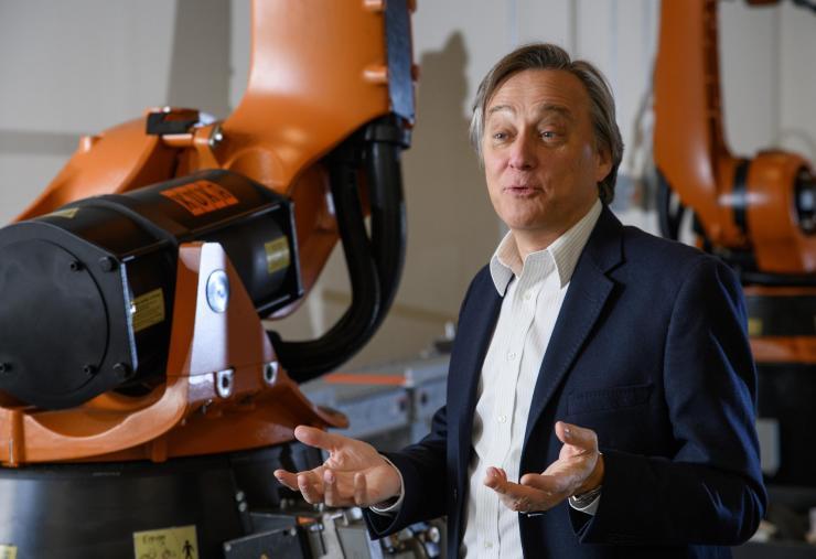 <p>Seth Hutchinson has been named executive director of the Georgia Tech Institute for Robotics and Intelligent Machines (IRIM). Hutchinson is a professor and KUKA Chair for Robotics in Georgia Tech’s College of Computing. (Credit: Rob Felt, Georgia Tech)</p>