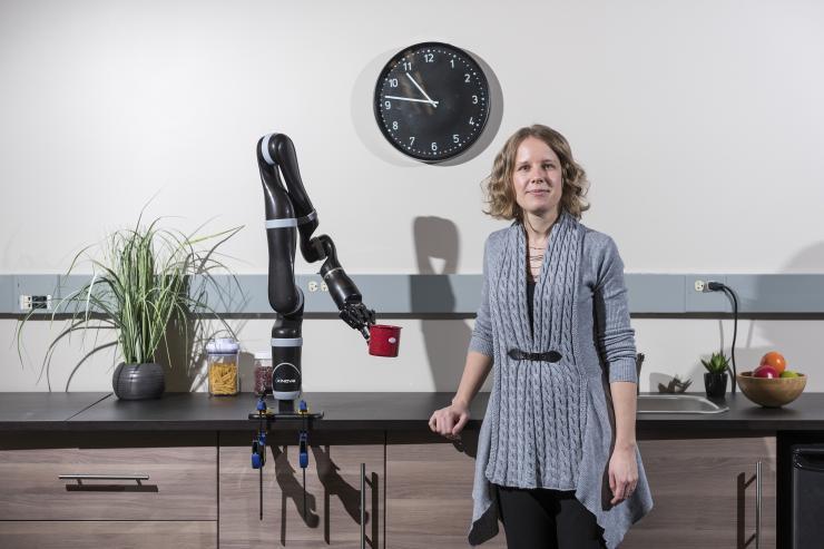 <p>Sonia Chernova, an assistant professor in the School of Interactive Computing, is part of a research group working on a new Army Research Laboratory grant aimed at developing resilient robot teams. (Credit: Rob Felt, Georgia Tech)</p>
