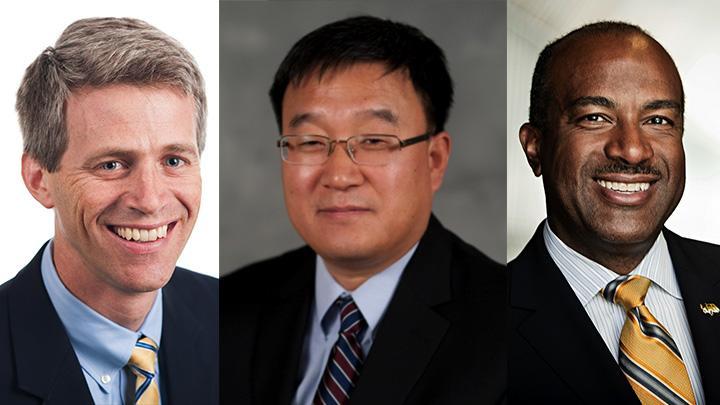 <p>L to R: Timothy Lieuwen, Jianjun (Jan) Shi and Gary S. May are the newest members of the NAE.</p>