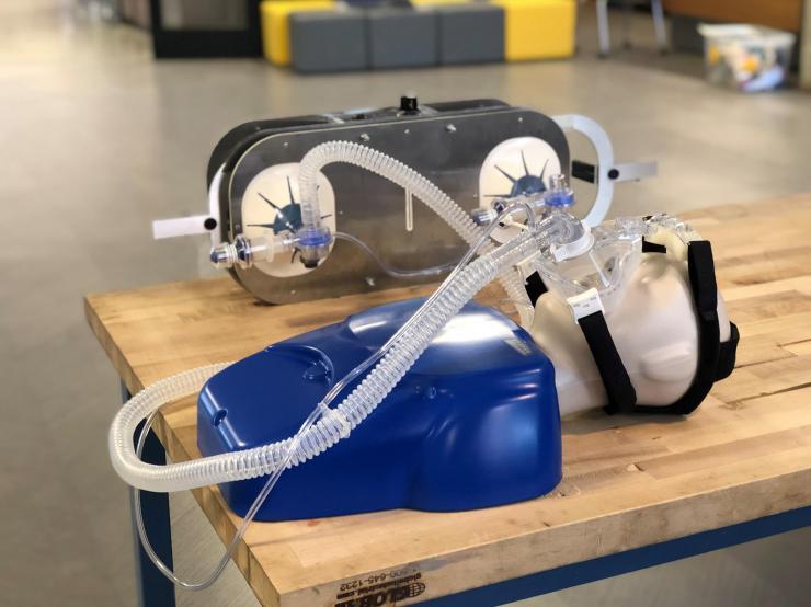 <p>A simple, low-cost ventilator based on the resuscitation bags carried in ambulances – and widely available in hospitals – has been designed by an international team of university researchers.  (Credit: Steven Norris, Georgia Tech)</p>
