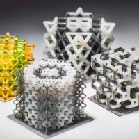 Multi-material micro-lattice polymeric structures fabricated using 3D printing. (Kavin Kowsari/UConn Photo)
