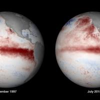 El Nino 1997 (l.), El Nino 2015 (r.) Credit: NOAA (National Oceanographic and Atmospheric Administration)