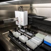 This small-scale bioreactor is the model for how cell manufacturing exists on the industrial scale. (Credit: Rob Felt, Georgia Tech)