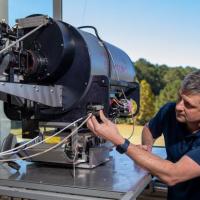 <p>GTRI Research Engineer Brandon Vaughn leads the Bullet Time project. Vaughan noted that the intent of Bullet Time is to stretch the boundaries of how LIDAR systems can be used (Credit: Sean McNeil, GTRI)</p>