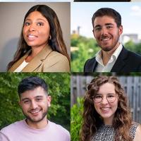 <p>Montage of portraits of the 2022 BBISS Graduate Fellows. L to R, top to bottom, Oliver Chapman, Megan Conville, Olianike Olaomo, Carlos Fernandez, Vishal Sharma, and Sarah Roney.</p>