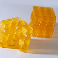 <p>Closeup of origami structures created through Digital Light Processing 3D printing. (Credit: Christopher Moore, Georgia Tech).</p>