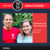 <p><strong>Rob Mannino</strong> (B.S. BMED, 2013; Ph.D. BMED, 2018) and <strong>Erika Tyburski</strong> (B.S. BMED, 2012) were recognized as top young entrepreneurs on the 2020 <a href="https://www.forbes.com/30-under-30/2020/#58fd8c5c33fa">Forbes 30 Under 30 list</a>.</p>