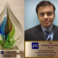 <p>Arijit Raychowdhury with SRC Technical Excellence Award</p>