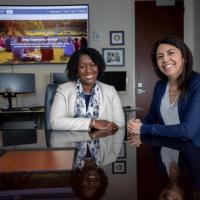 <p>GTRI Senior Research Scientist Sheila Isbell and Senior Research Associate Margarita Gonzalez are helping the Army Community Service program revamp information systems used to provide an array of social services to the families of soldiers. (Credit: Branden Camp, Georgia Tech)</p>