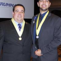 <p>Ph.D. student Osvaldo Broesicke, right, with <a href="http://mymaes.org/" target="_blank">MAES</a> President Will Davis. Broesicke won the organization's highest honor for students, the Padrino Scholarship and Medalla de Plata, or silver medal. (Photo Courtesy: Osvaldo Broesicke)</p>
