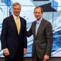 <p>Georgia Tech President G.P. "Bud" Peterson, left, and Georgia Power Chairman, President and CEO Paul Bowers sign a memorandum of understanding to launch a microgrid to power buildings in Tech Square.</p>