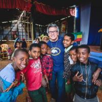 Rudy Gleason with children in Ethiopia 