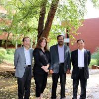<p>TRIAD Executive Director Xiaoming Huo with Co-Principal Investigators Srinivas Aluru, Dana Randall, and Jeff Wu. Not pictured: Prasad Tetali.</p>