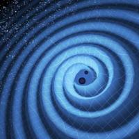 <p>This illustration shows the merger of two black holes and the gravitational waves that ripple outward as the black holes spiral toward each other. <em>Courtesy: LIGO/T. Pyle</em></p>