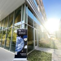 Frontiers in Science Banner Outside at Sunrise