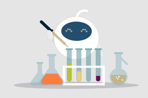 Illustration of a robot doing chemistry experiments